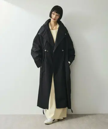 ADAMETROPE FEMME 스탠드 카라 롱 모즈 코트