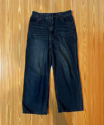 WETTEMPT 다크 블루 와이드 팬츠