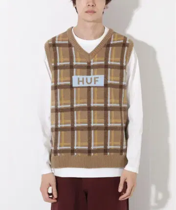 [택 포함 새상품] HUF 체크 니트 베스트