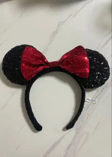 미니 머리띠 스팽글(빨간색 블랙)