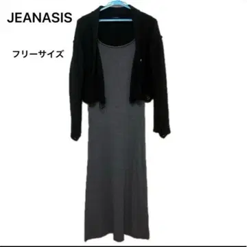 JEANASIS 그레이 가디건 원피스 세트 프리 사이즈