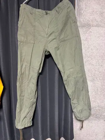 모모타로 진즈 카고 팬츠 베이커 팬츠 올리브 그린