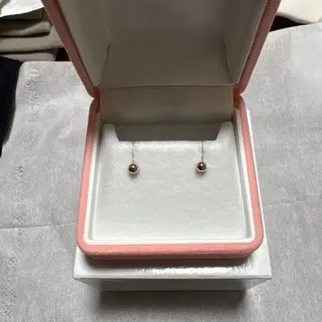 K10 핑크 골드 라운드볼 귀걸이