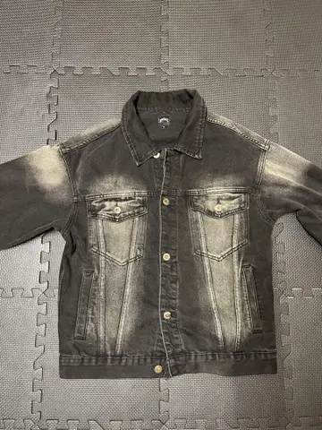 블랙 데님 자켓 M 사이즈 페이드 가공