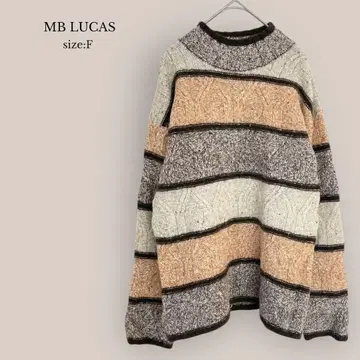 [ MB LUCAS ] 고품질 보틀넥 니트 보더 루즈핏 하이넥 F