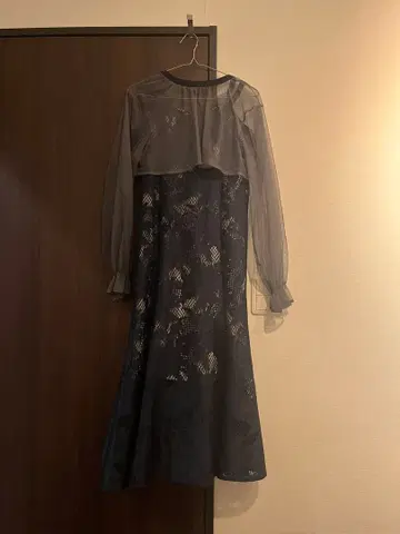 GIRL 시스루 긴팔 다크 네이비 드레스