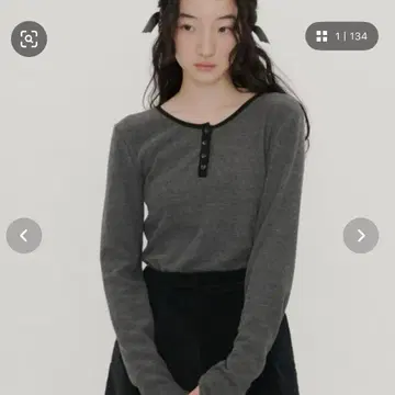 GIUNON 롱 슬리브 리브 상의