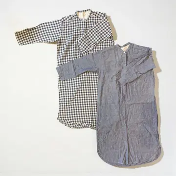 긴팔 셔츠 원피스 체크 무늬 그레이