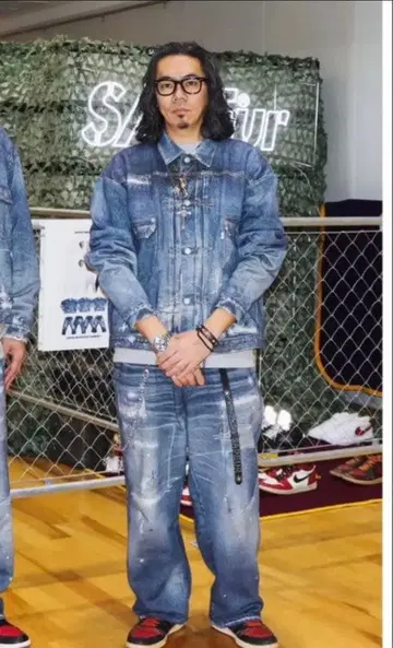 사풀 데님 스웨트 팬츠