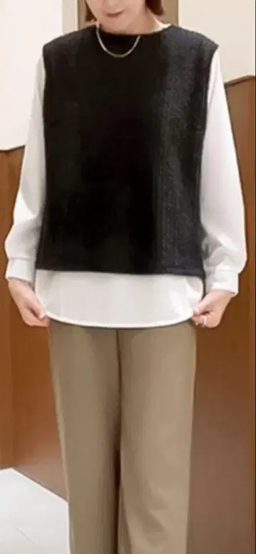 알파벳 알파벳 새상품 퍼 베스트 튜닉 반값!