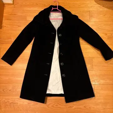 블랙 롱 코트 큰 카라 부착