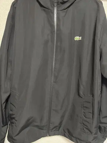LACOSTE 블랙 후드 부착 나일론 자켓 아우터