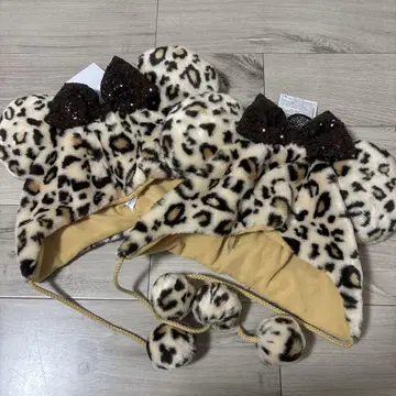 택 포함 새상품 미니 팬캡 레오파드 무늬