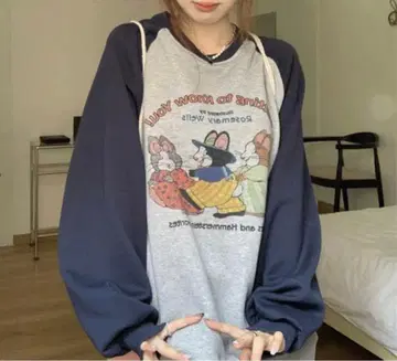 한국 패션 프린트 맨투맨 래글런 맨투맨