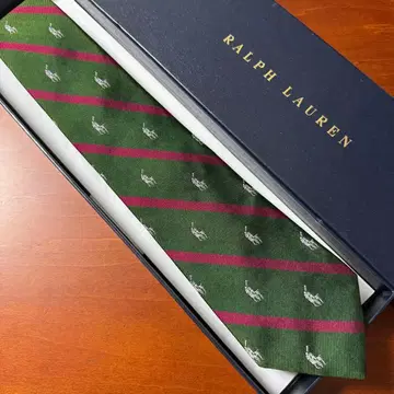 90s 랄프 로렌 포니 레지멘탈 스트라이프 넥타이 그린