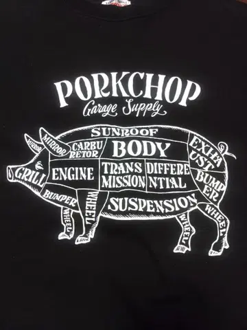 PORKCHOP 맨투맨 M 블랙 자수