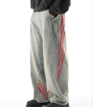 새상품급 Theater code, 레드 사이드 라인 배기 데님 팬츠