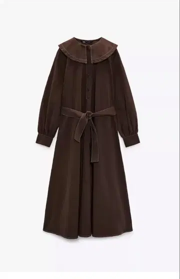미사용 ZARA 카라 부착 롱 원피스 긴팔