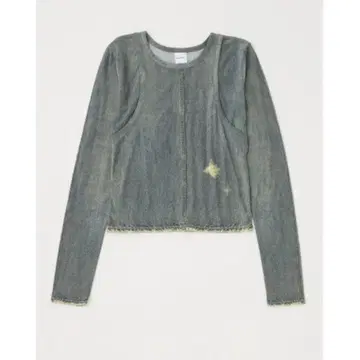 DENIM PRINT TRANSPARENT 롱 슬리브 T셔츠