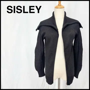[ 새상품급 ] 시슬리 긴팔 니트 가디건 빅 칼라 터틀 그레이 S