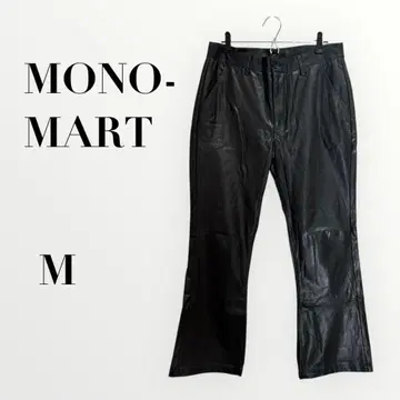 모노마트 인조 가죽 팬츠 블랙 M 플레어 무지 성숙한 코디 여성용