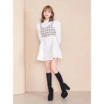 다리치 트위드 코르셋 셔츠 원피스