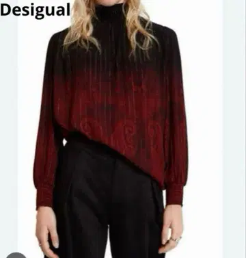 Desigual 데시구알 그라데이션 하이넥 블라우스 XL