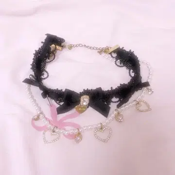 LIZLISA 목걸이 포함 사다리 레이스 초커 블랙