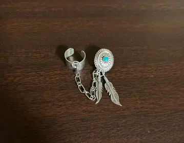 귀걸이 한쪽용 이어커프 체인 실버 터콰이즈 에스닉 동양풍