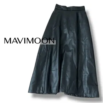 MAVIMOON 가죽 느낌 롱 스커트 A라인 인조 가죽