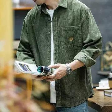 CLASSIC REBOOT 올리브 긴팔 셔츠 L 코듀로이