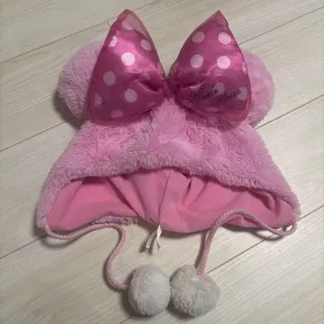 미니 팬캡 핑크 리본 디즈니 모자 겨울용