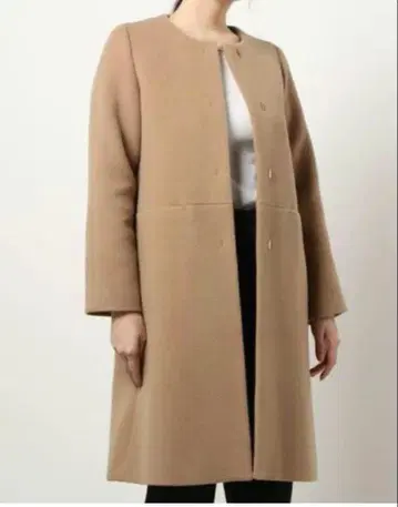 아나이 36 캐시미어 노칼라 베이지 코트