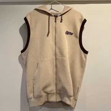PUMA 브라운 후드 부착 구제 의류 베스트 후드티
