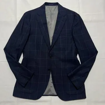 컨디션 최상 EDIFICE 자켓 파랑 네이비 체크 모헤어 실크 혼방