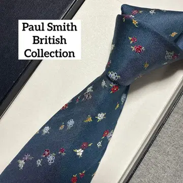 폴스미스 넥타이 파랑 네이비 꽃무늬 자수 실크 자카드
