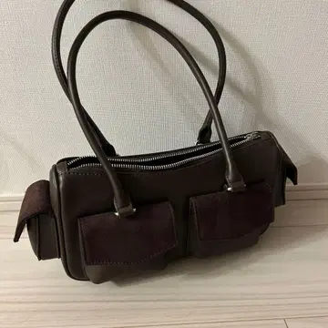 다크 브라운 지퍼 핸드백