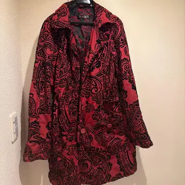 [ Desigual ] 페이즐리 무늬 빨간색 롱 코트
