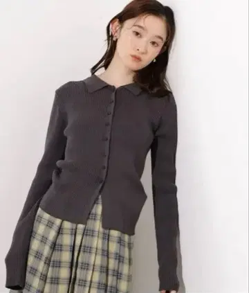 N.내추럴 뷰티 베이직 폴로 칼라 리브 니트