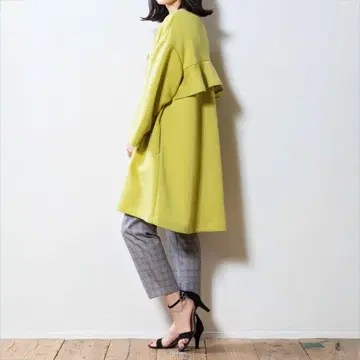 [ Sono ] 한정판 마쉬멜로우 코트 프릴 노카라 피스타치오 A라인