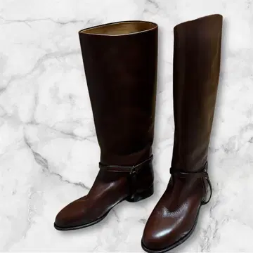 새상품급 타니노 크리스티 가죽 롱 부츠 자키 부츠 브라운 35.5