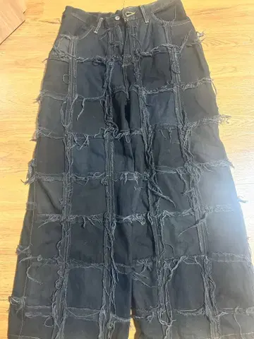 리메이크 블랙 데님 와이드 팬츠