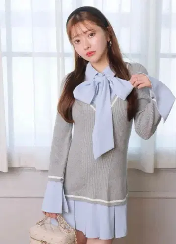 LIP SERVICE 셔츠 도킹 플리츠 원피스 그레이