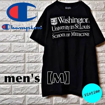 AH57 [Champion] 프린트T셔츠 [남성용M] 블랙