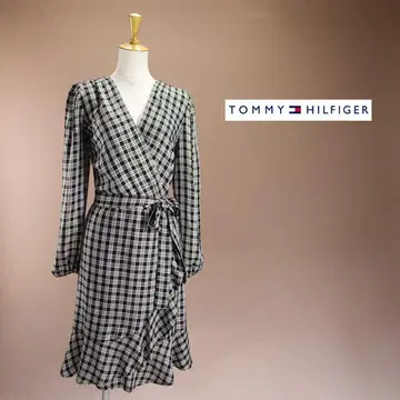 새상품 TOMMY HILFIGER 체크 무늬 랩 드레스