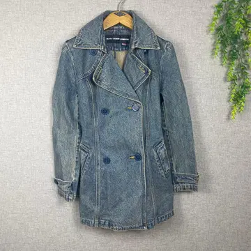 00s 마리콴트 블랙 데님 트렌치 코트 자켓 구제 의류