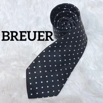 미사용 새상품 BREUER 블랙 화이트 도트 넥타이 블랙