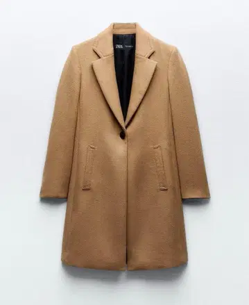 ZARA 자라 베이지 울 혼방 롱 코트 S