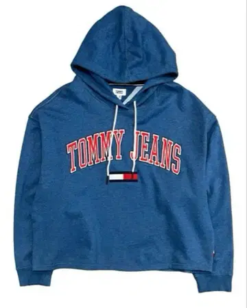 새상품급 TOMMY JEANS 후드 부착 후드티 블루