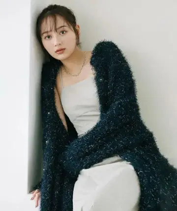 COCO DEAL 라메 컬 페더 2WAY 니트 가디건